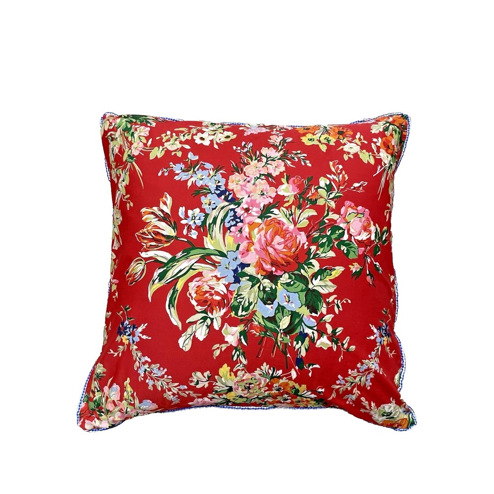 Ralph Lauren BELLE HARBOR Red Floral Pillow French Country 20" Feather Insert